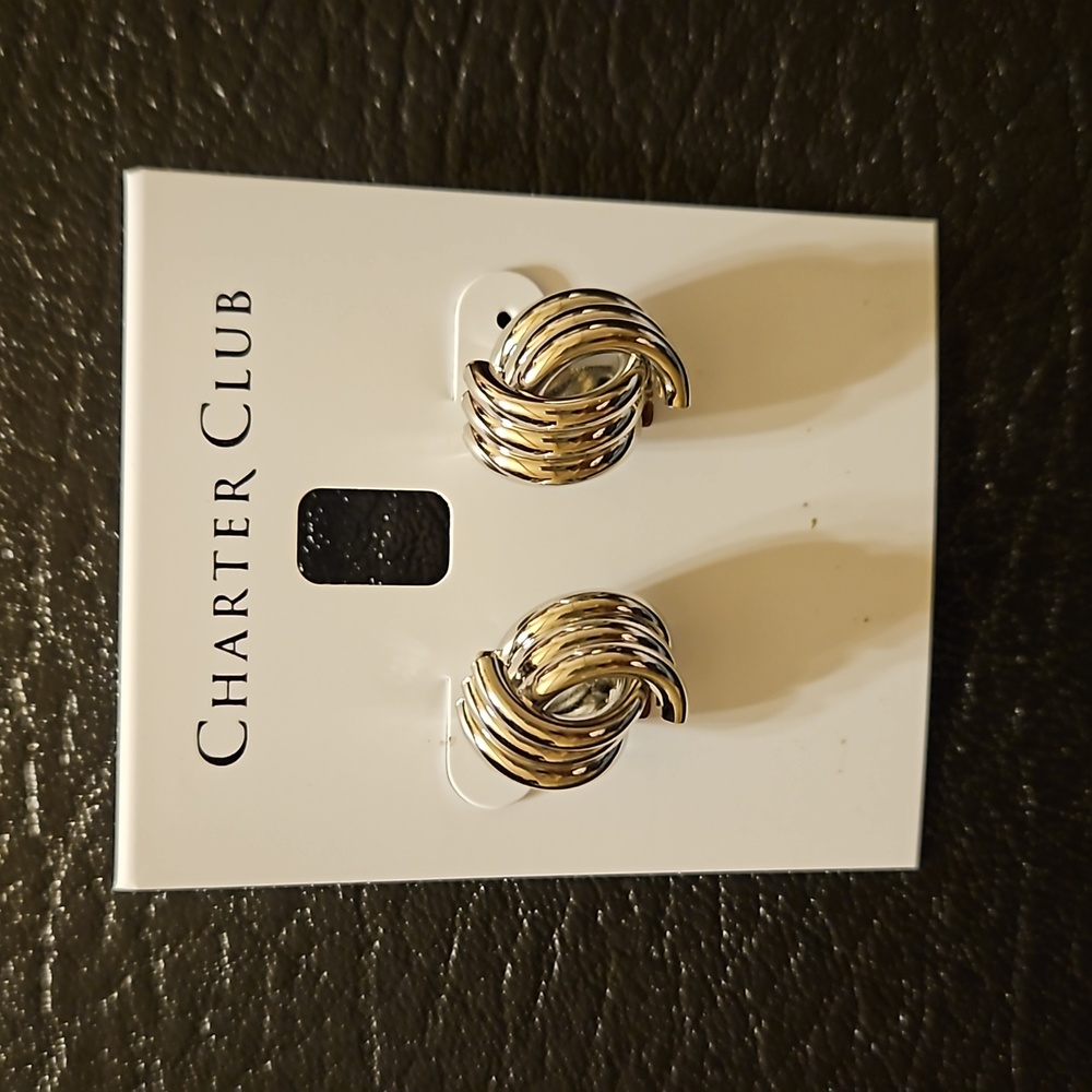 CHARTER CLUB Silver-Tone Triple-Ring Drop Earrings